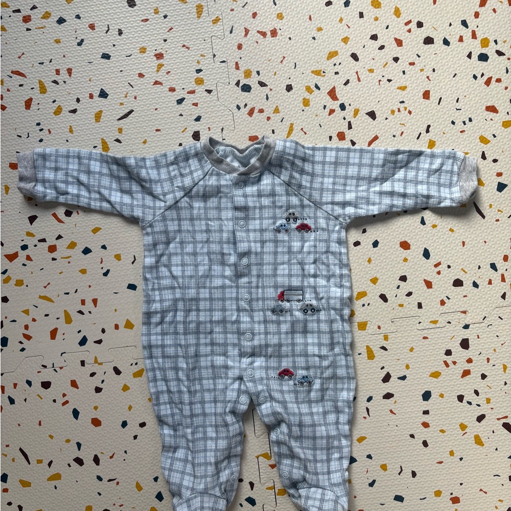 First Impressions Gray Plaid Kids Footie